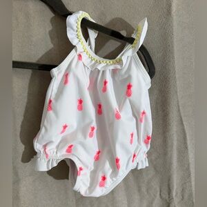Janie and Jack Baby Girl Swimsuit 0-3 Months Pineapple Bow Back One Piece